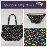 Large Tote Bag With Zip - Little Yarn Balls Large Tote Bag With Zip - Little Yarn Balls